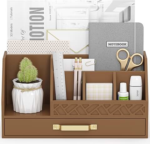 Bamboo Mail Organizer with Drawers for Desk and Office