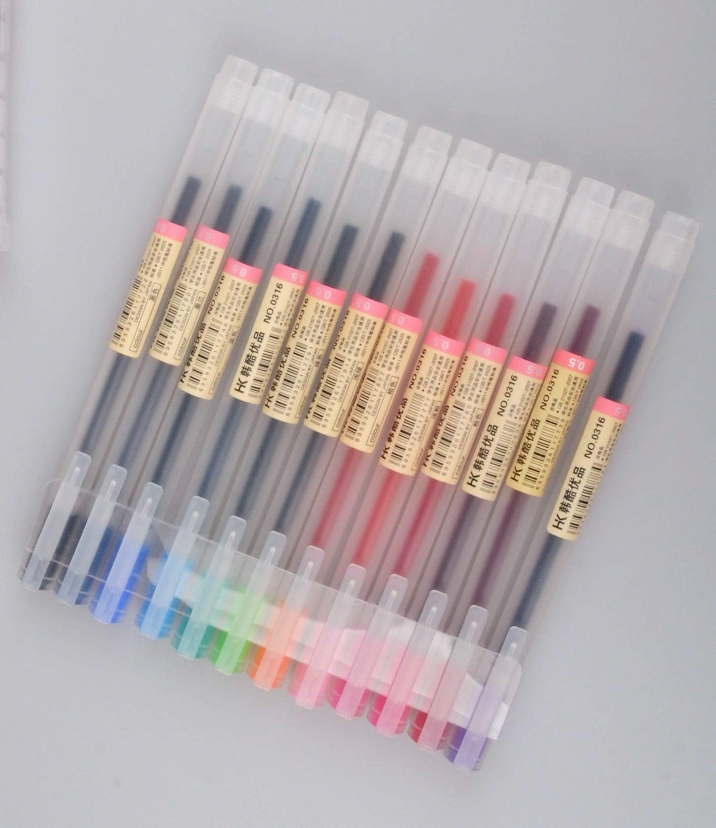 12-color gel pen set with 0.5mm tips