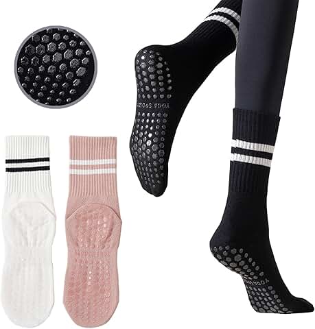 3 Pairs Women's Non-Slip Pilates and Yoga Socks