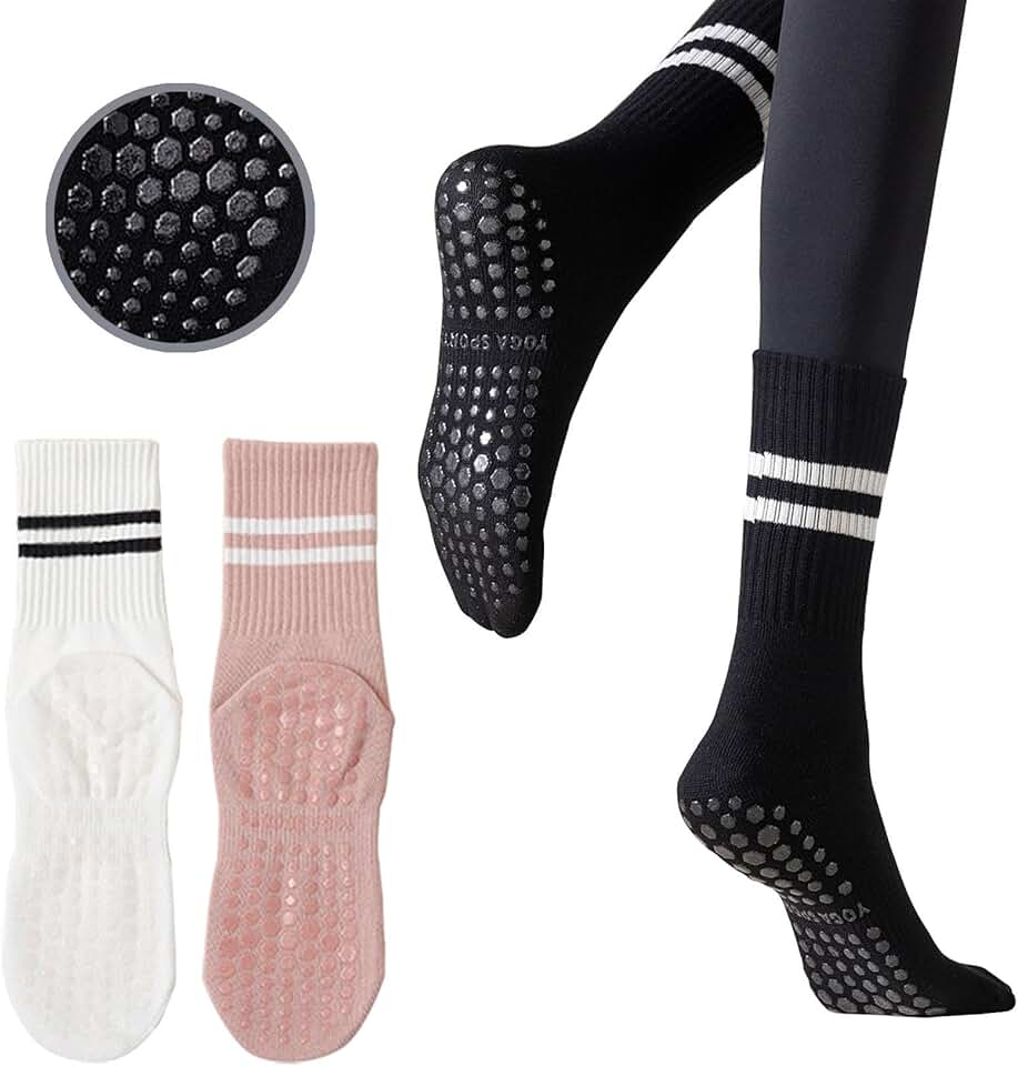 3 Pairs Women's Non-Slip Pilates and Yoga Socks