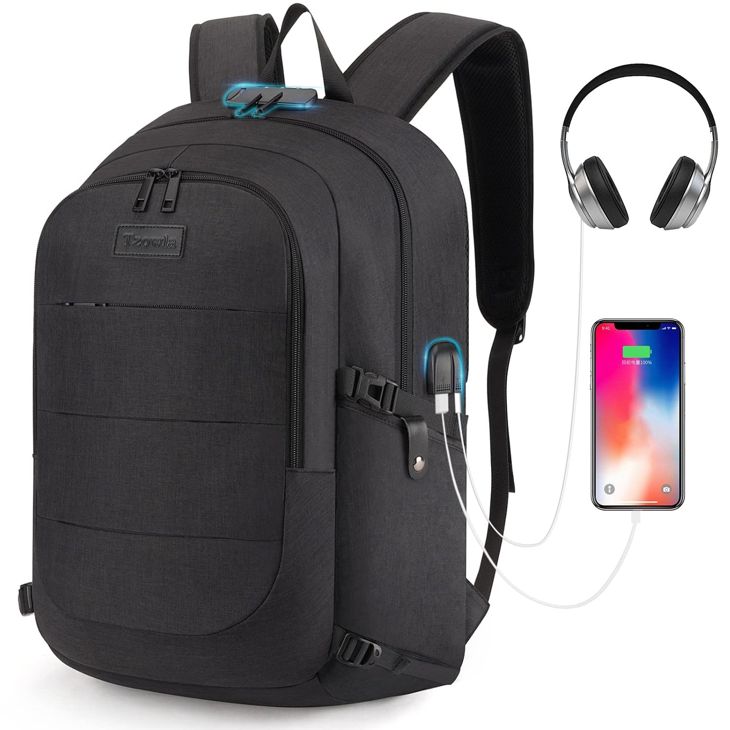 Travel Laptop Backpack Water Resistant Anti-Theft Bag with USB Charging Port and Lock 15.6 Inch Computer Business Backpacks for Women Men College School Student Gift,Bookbag Casual Daypack
