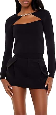 Women's Sweater with Faux Gem Cutouts