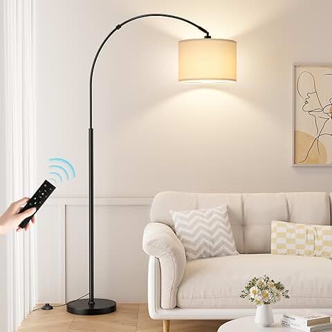 Dimmable Arc Floor Lamp with Remote and Adjustable Brightness