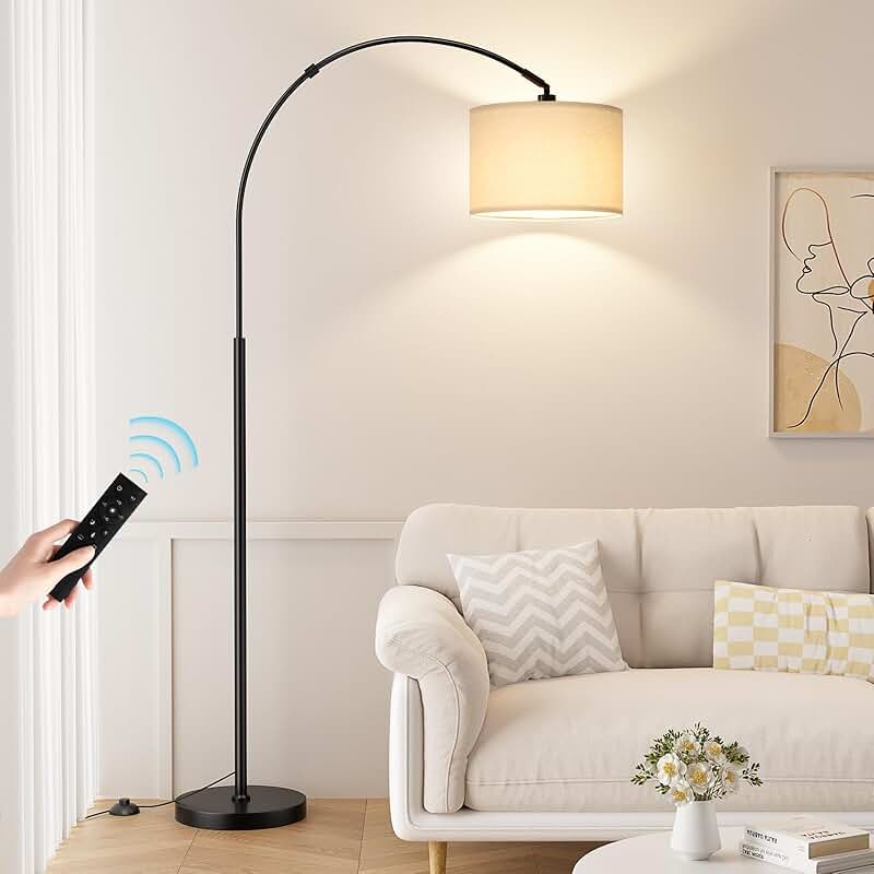 Dimmable Arc Floor Lamp with Remote and Adjustable Brightness
