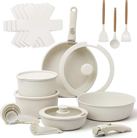 28-Piece Nonstick Pots and Pans Set with Detachable Handles