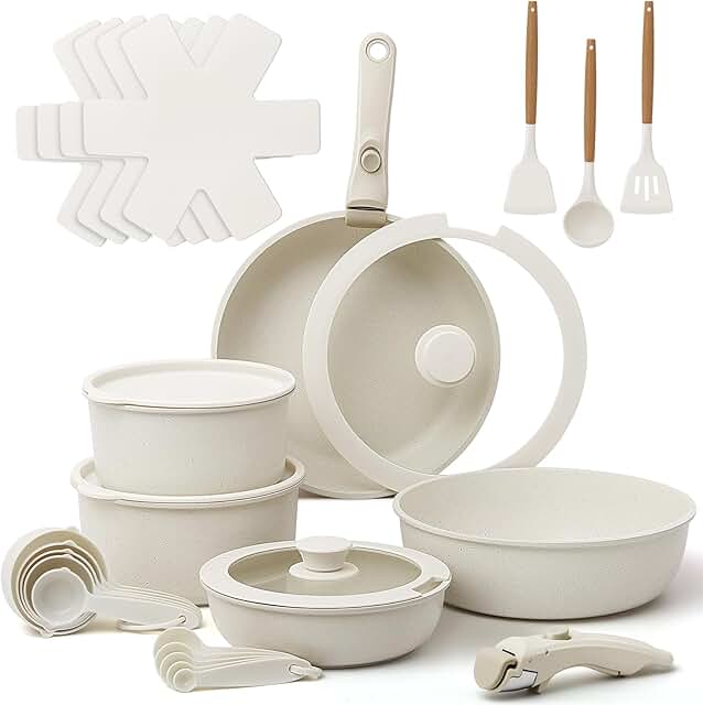 28-Piece Nonstick Pots and Pans Set with Detachable Handles