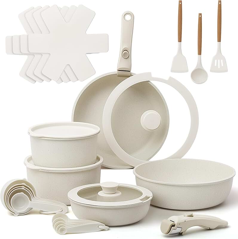 28-Piece Nonstick Pots and Pans Set with Detachable Handles