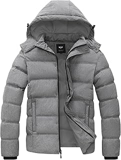 Men's Thick Quilted Winter Puffer Jacket with Hood