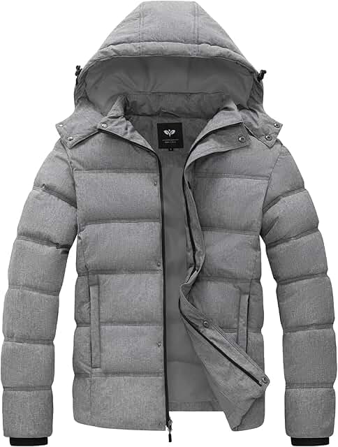 Men's Thick Quilted Winter Puffer Jacket with Hood