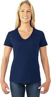 Women's Short Sleeve V-Neck Cotton T-Shirt, Medium, Navy