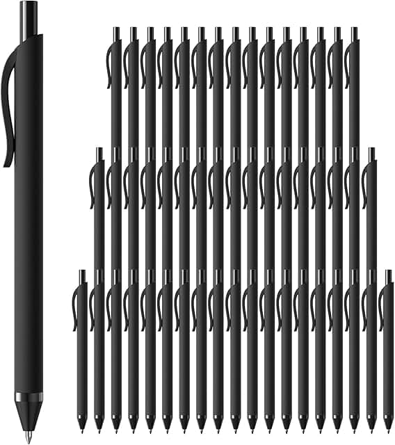 Bulk Pack of 50 Black Ink Ballpoint Pens