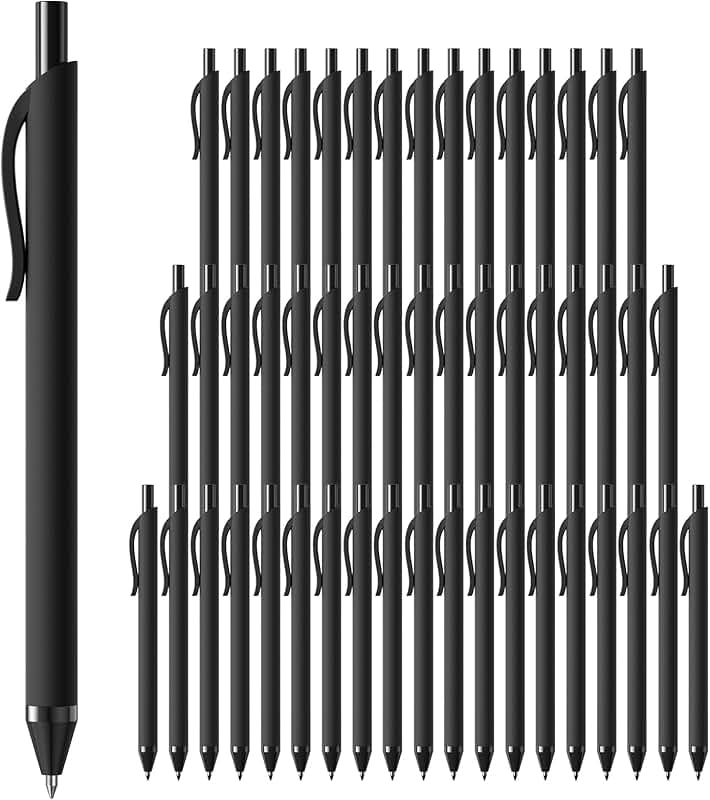 Bulk Pack of 50 Black Ink Ballpoint Pens