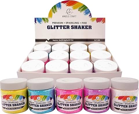 Set of 12 Neon Glitter Shakers for Crafts and Decorations