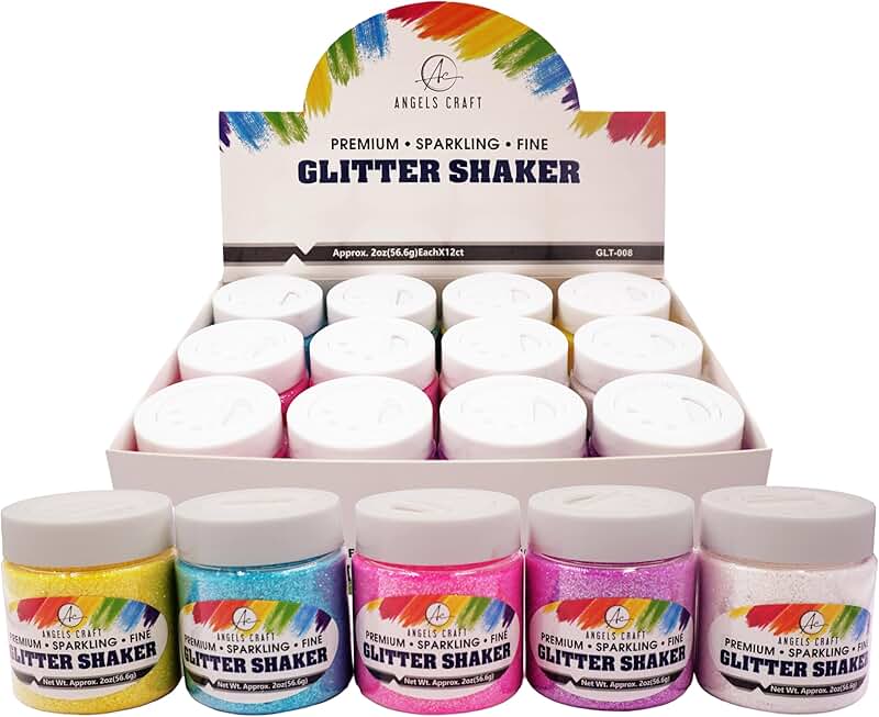 Set of 12 Neon Glitter Shakers for Crafts and Decorations