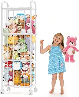Large Metal Tube Toy and Stuffed Animal Storage Organizer