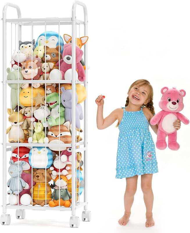 Large Metal Tube Toy and Stuffed Animal Storage Organizer