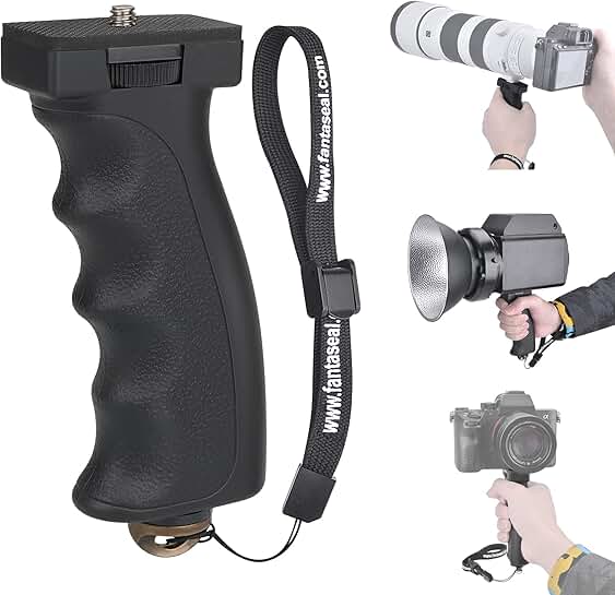 Ergonomic Camera Hand Grip and Video Light Mount