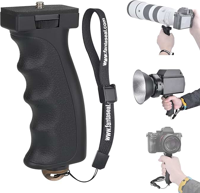 Ergonomic Camera Hand Grip and Video Light Mount
