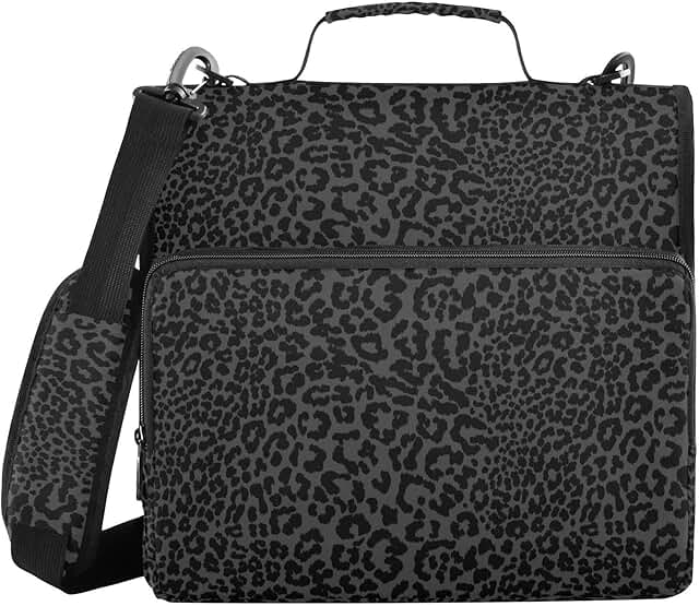 Large Zipper Binder with Shoulder Strap and Multiple Pockets