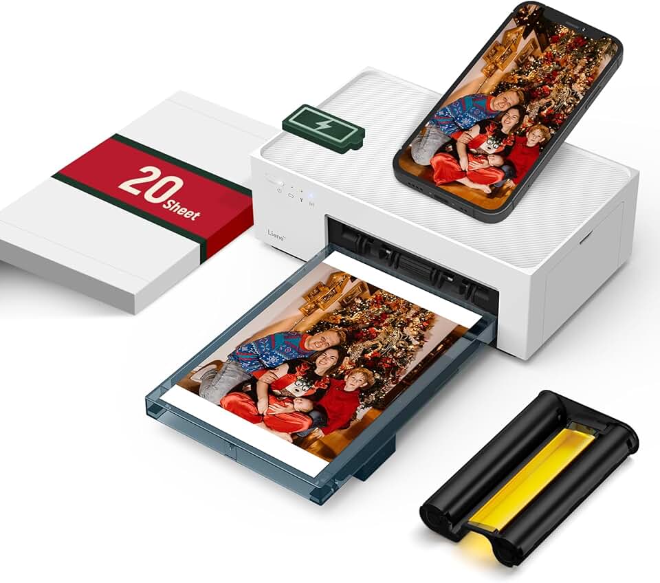 Portable wireless photo printer for travel and home