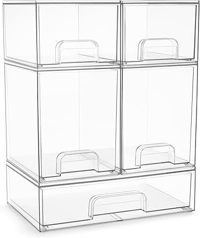 Set of 5 Clear Acrylic Storage Bins for Organization