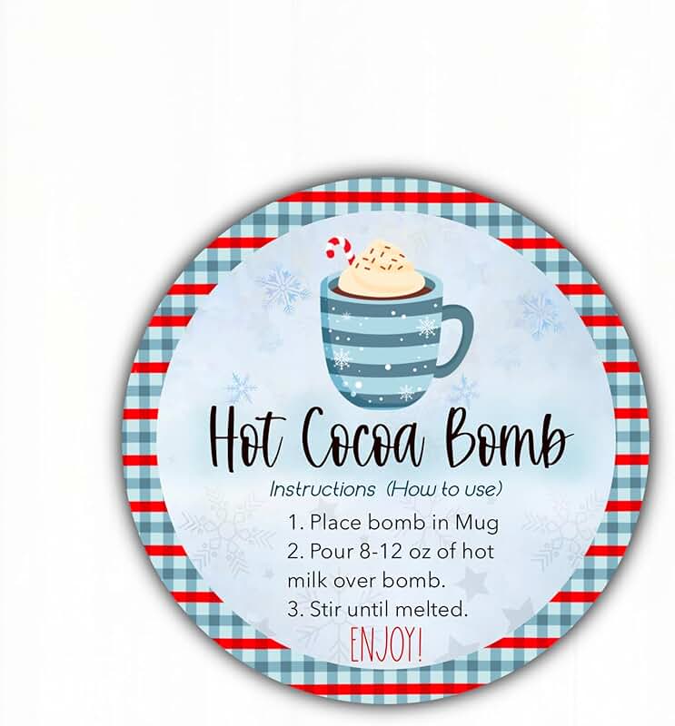 Holiday Hot Cocoa Bomb Labels, 2-Inch Round