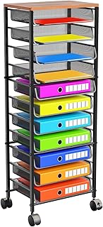 12-Tier Rolling File Cart with Sliding Trays
