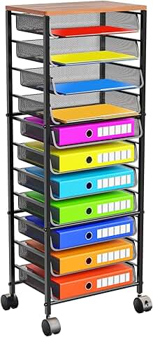 12-Tier Rolling File Cart with Sliding Trays