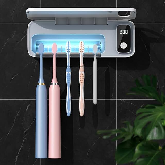 Wall-Mounted Toothbrush Holder with Timer and 5 Slots