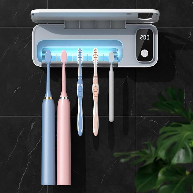 Wall-Mounted Toothbrush Holder with Timer and 5 Slots