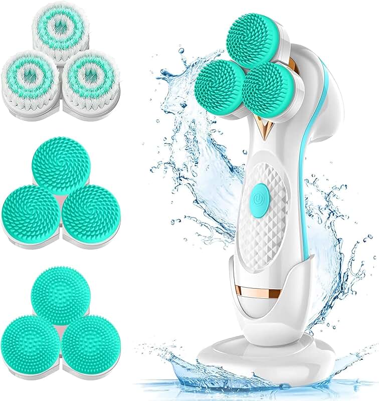 Waterproof Rechargeable 3D Facial Cleansing Brush with 3 Heads