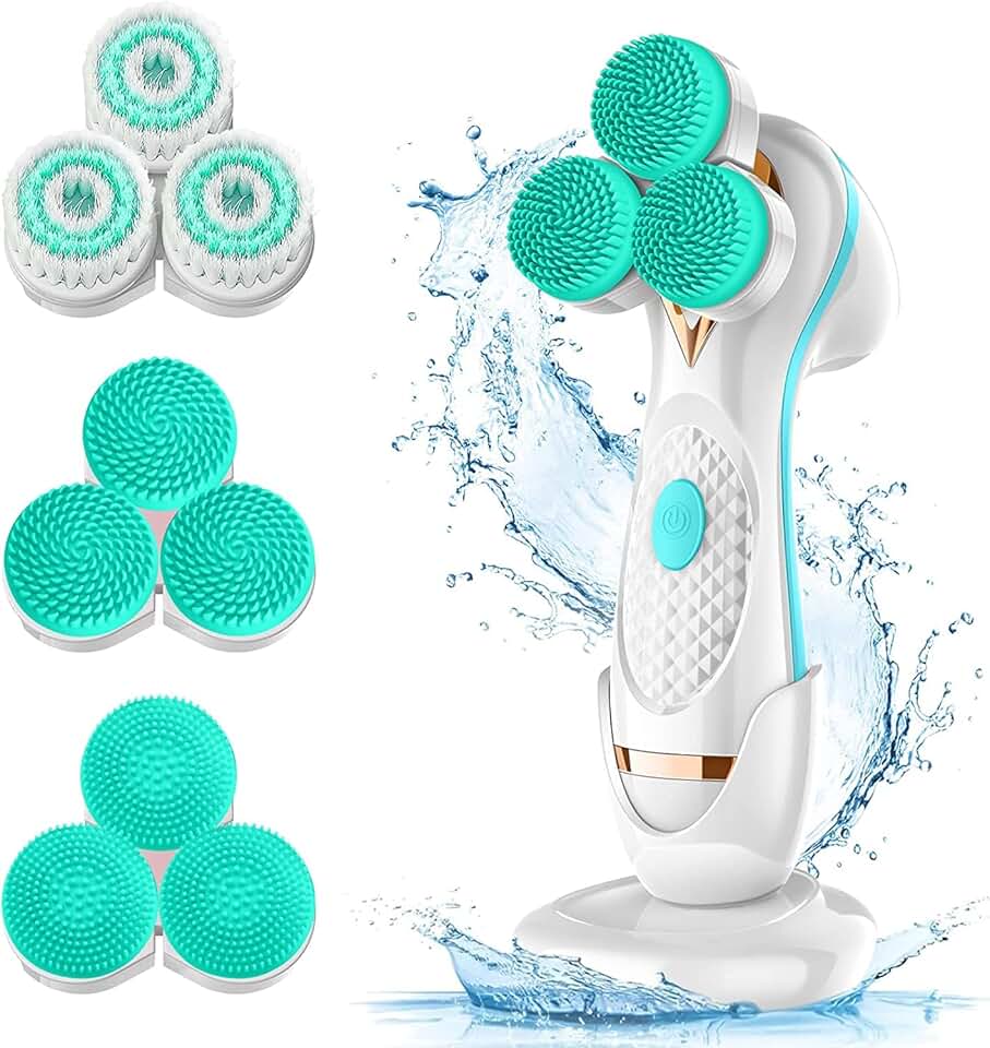 Waterproof Rechargeable 3D Facial Cleansing Brush with 3 Heads