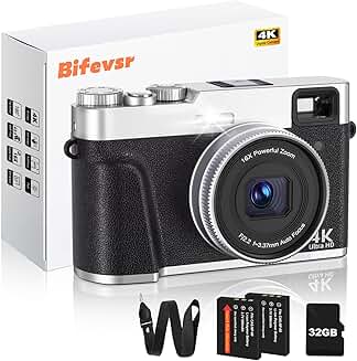 48MP 4K Digital Camera with Viewfinder and 16X Zoom