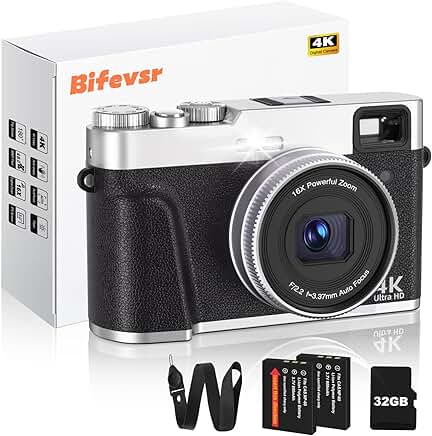 48MP 4K Digital Camera with Viewfinder and 16X Zoom