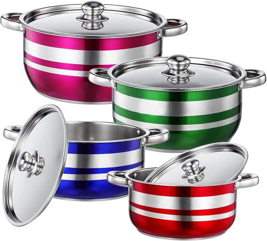 Stainless Steel Cookware Set with Soup Pot and Frying Pan