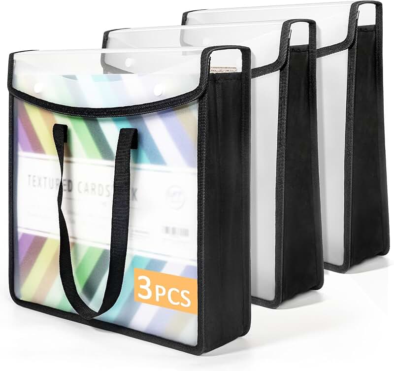 Expandable black scrapbook paper storage organizer, 3-pack