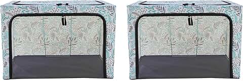 Large green cloth storage boxes for under-bed or closet use