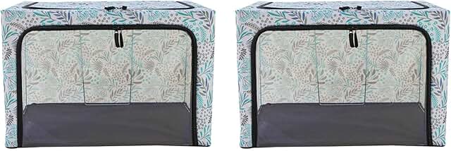 Large green cloth storage boxes for under-bed or closet use