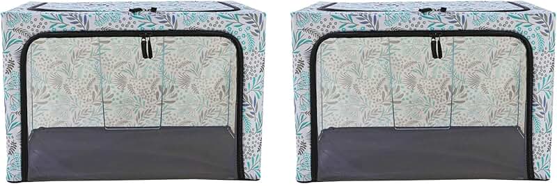 Large green cloth storage boxes for under-bed or closet use