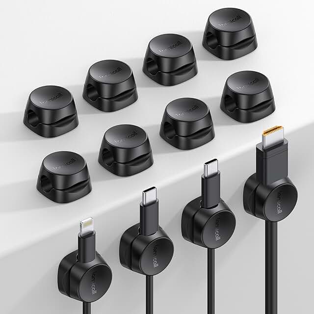 12 Pack Spring Cable Organizer Clips for Desk and Nightstand