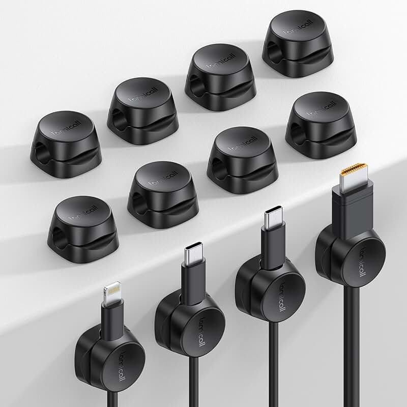 12 Pack Spring Cable Organizer Clips for Desk and Nightstand