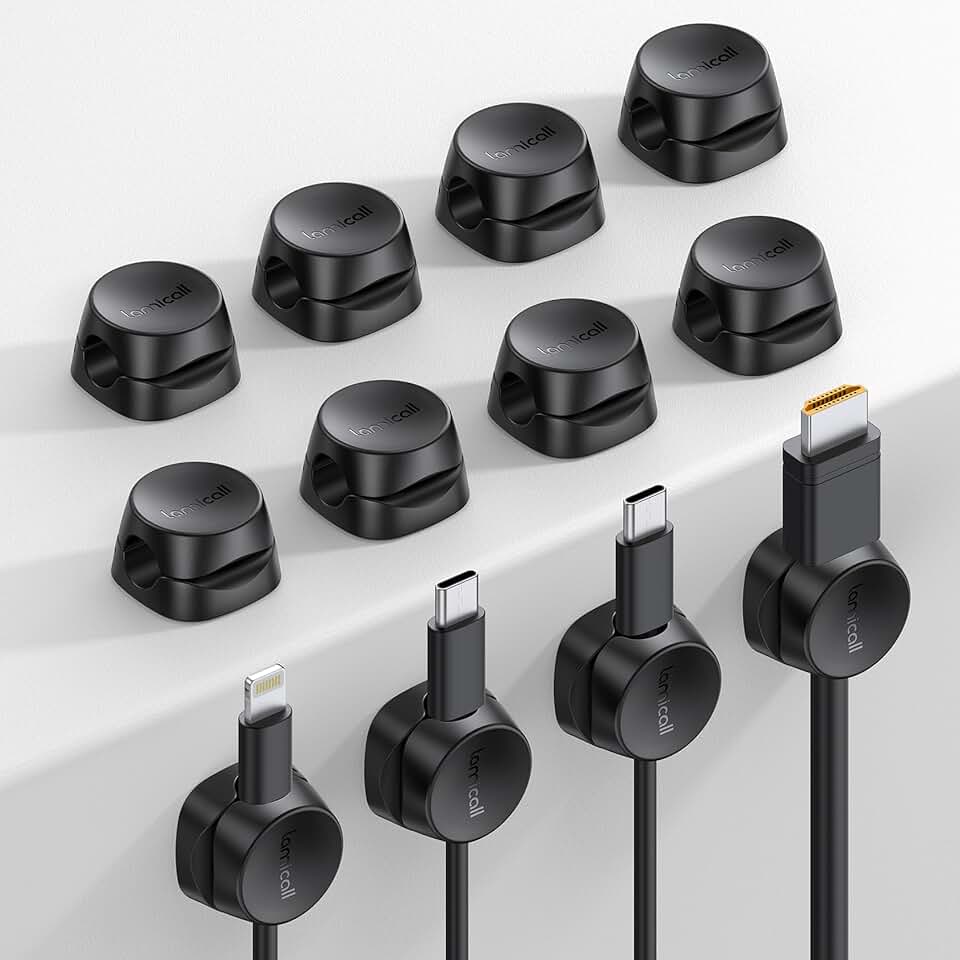 12 Pack Spring Cable Organizer Clips for Desk and Nightstand