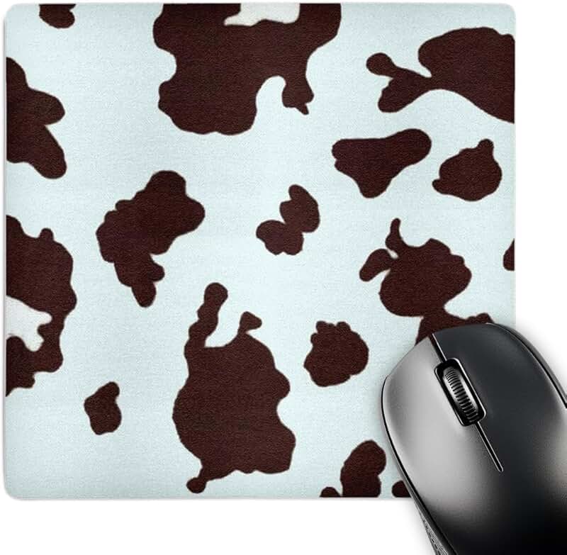 Brown and blue cow print mouse pad
