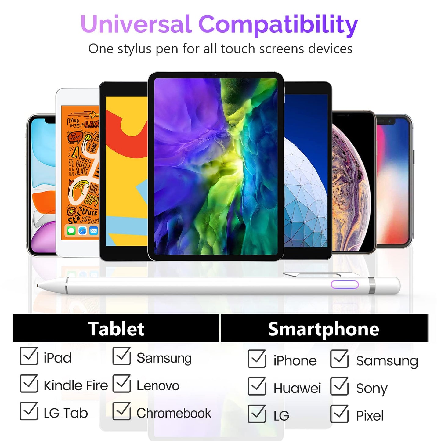 Stylus Pen for Touch Screens, Digital Pencil Active Pens Fine Point Stylist Compatible with iPhone iPad Pro and Other Tablets