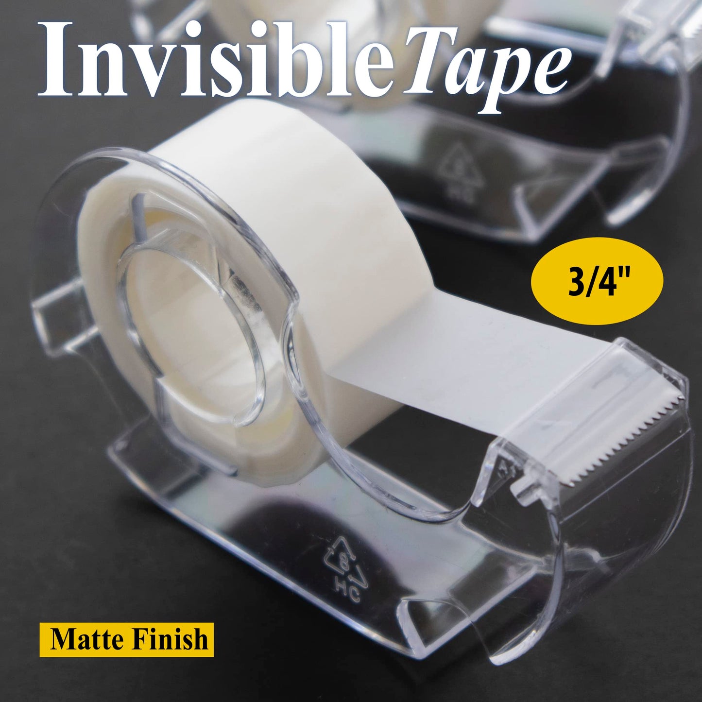 Matte Finish Invisible Tape with Dispenser, 3/4" x 500', 3 Pack