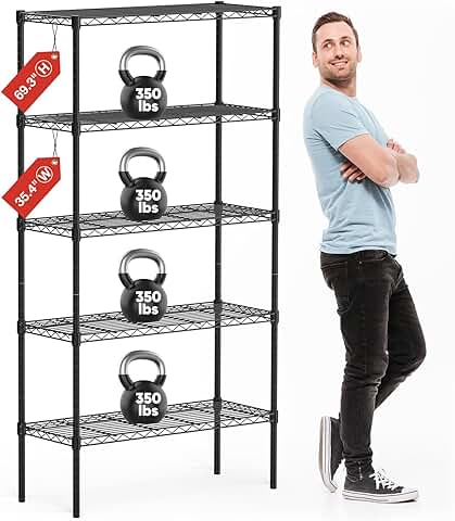 5-Shelf Adjustable Metal Storage Shelving Unit
