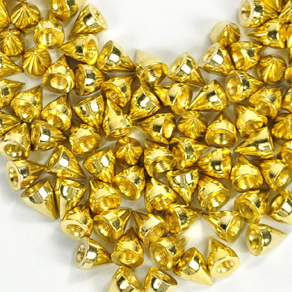 Gold Spike Studs - 100 Sets, 9MM Bullet Cone Screws