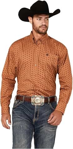 Men's Long Sleeve Printed Stretch Shirt