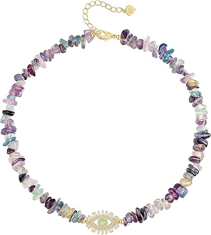 Colorful Pearl and Gemstone Evil Eye Necklace