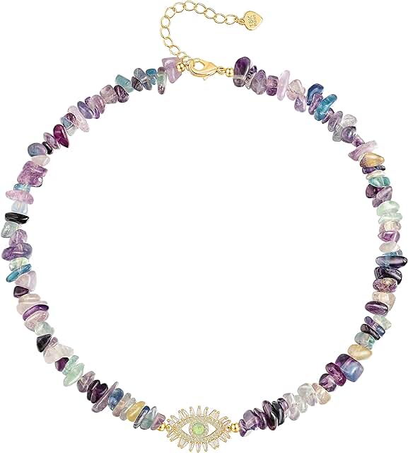 Colorful Pearl and Gemstone Evil Eye Necklace